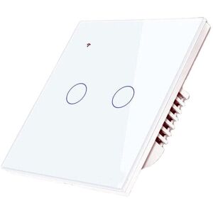 GreenZech (White) WiFi+RF433 Smart Light Touch Switch 2Gang EU Wireless Remote Control Wor GreenZech (White) WiFi+RF433 Smart Light Touch Switch 2Gang EU Wireless Remote Control Wor