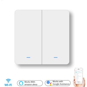 GreenZech WiFi 2Gang Push Button Wall Light Switch EU AC 100V-240V Smart Switch Compatible GreenZech WiFi 2Gang Push Button Wall Light Switch EU AC 100V-240V Smart Switch Compatible