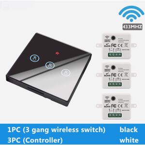 GreenZech (Black, 3 Way 3 Control) Touch Wireless Wall Switch EU Type 86 Smart Switch Wifi GreenZech (Black, 3 Way 3 Control) Touch Wireless Wall Switch EU Type 86 Smart Switch Wifi