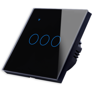 GreenZech (Black) WiFi+RF433 Smart Light Touch Switch 3Gang EU Wireless Remote Control Wor GreenZech (Black) WiFi+RF433 Smart Light Touch Switch 3Gang EU Wireless Remote Control Wor