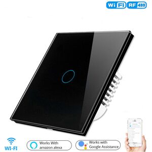 GreenZech (Black) WiFi+RF433 Smart Light Touch Switch 1Gang EU Wireless Remote Control Wor GreenZech (Black) WiFi+RF433 Smart Light Touch Switch 1Gang EU Wireless Remote Control Wor