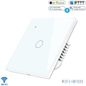 GreenZech (White) WiFi+RF433 Smart Light Touch Switch 1Gang EU Wireless Remote Control Wor GreenZech (White) WiFi+RF433 Smart Light Touch Switch 1Gang EU Wireless Remote Control Wor