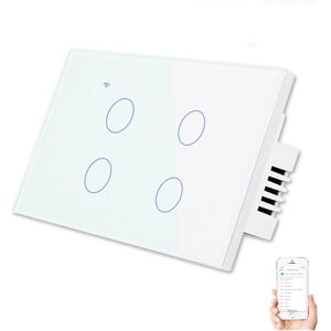 GreenZech (White, 4 Way) Wifi Wall Touch Sensitive Switch App Remote Control 1/2/3/4 Gang GreenZech (White, 4 Way) Wifi Wall Touch Sensitive Switch App Remote Control 1/2/3/4 Gang