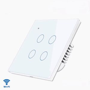 GreenZech (White) WiFi+RF433 Smart Light Touch Switch 4Gang EU Wireless Remote Control Wor GreenZech (White) WiFi+RF433 Smart Light Touch Switch 4Gang EU Wireless Remote Control Wor