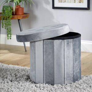 Home Source (Grey) Round Ottoman Storage Box Seat Foot Stool Home Source (Grey) Round Ottoman Storage Box Seat Foot Stool