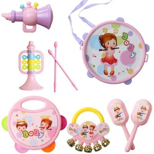 GreenZech (7PCS Pink) 4/5/7Pcs Drum Bell Sand Hammer Trumpet Set Musical Instrument Educat GreenZech (7PCS Pink) 4/5/7Pcs Drum Bell Sand Hammer Trumpet Set Musical Instrument Educat