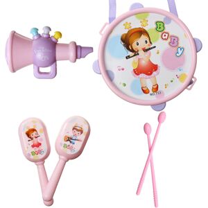 GreenZech (4PCS Pink) 4/5/7Pcs Drum Bell Sand Hammer Trumpet Set Musical Instrument Educat GreenZech (4PCS Pink) 4/5/7Pcs Drum Bell Sand Hammer Trumpet Set Musical Instrument Educat