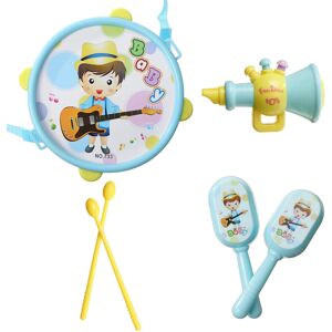 GreenZech (4PCS Blue) 4/5/7Pcs Drum Bell Sand Hammer Trumpet Set Musical Instrument Educat GreenZech (4PCS Blue) 4/5/7Pcs Drum Bell Sand Hammer Trumpet Set Musical Instrument Educat