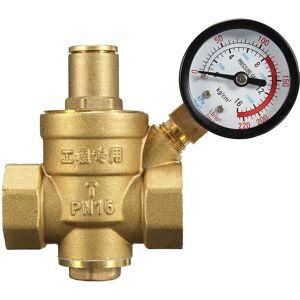 GreenZech DN20 NPT 3/4" Adjustable Brass Water Pressure Regulator Reducer with Gauge Meter GreenZech DN20 NPT 3/4" Adjustable Brass Water Pressure Regulator Reducer with Gauge Meter