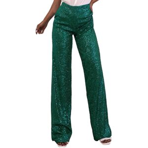 Unbranded (Green, M) Women Sequins Wide Leg Pants Shiny Loose Casual Elastic High Waist Tr Unbranded (Green, M) Women Sequins Wide Leg Pants Shiny Loose Casual Elastic High Waist Tr