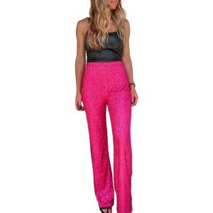 Unbranded (Rose Red, S) Women Sequins Wide Leg Pants Shiny Loose Casual Elastic High Waist Unbranded (Rose Red, S) Women Sequins Wide Leg Pants Shiny Loose Casual Elastic High Waist