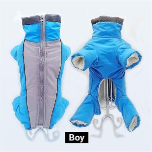 Unbranded (boy blue, M 12) Dog Winter Workwear Warm Waterproof Pet Onesie Male / Female Re Unbranded (boy blue, M 12) Dog Winter Workwear Warm Waterproof Pet Onesie Male / Female Re