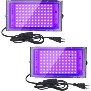Unbranded 2pcs Projecteur UV LED 100W Lumière Noire IP65 Imperméable, Lampe LED Ultra-viol Unbranded 2pcs Projecteur UV LED 100W Lumière Noire IP65 Imperméable, Lampe LED Ultra-viol