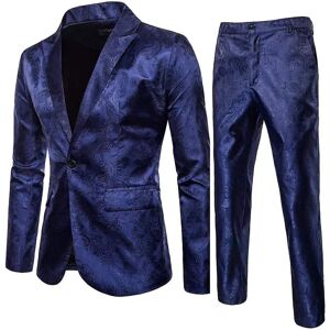 Unbranded (Navy blue, XL) Fashion Men's Lapel Cashew Flower Printed One Button Two-piece S Unbranded (Navy blue, XL) Fashion Men's Lapel Cashew Flower Printed One Button Two-piece S