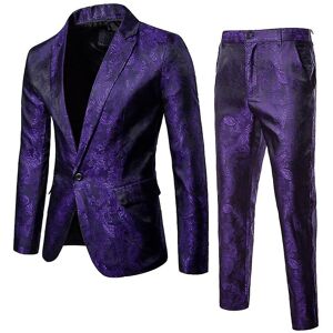 Unbranded (Purple, 3XL) Fashion Men's Lapel Cashew Flower Printed One Button Two-piece Sui Unbranded (Purple, 3XL) Fashion Men's Lapel Cashew Flower Printed One Button Two-piece Sui