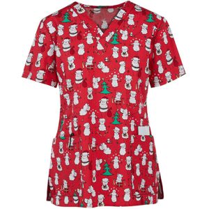 Unbranded (Red, L) Women\'s Nursing Scrub Tops Printed Uniform Merry Christmas Flowers Shi Unbranded (Red, L) Women\'s Nursing Scrub Tops Printed Uniform Merry Christmas Flowers Shi