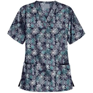 Unbranded (Dark Blue, 3XL) Women\'s Nursing Scrub Tops Printed Uniform Merry Christmas Flo Unbranded (Dark Blue, 3XL) Women\'s Nursing Scrub Tops Printed Uniform Merry Christmas Flo