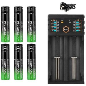 Unbranded 1pcs 2-slot -ion Battery Charger 6pcs 3.7v 18650 9800mah Battery For Rechargea Unbranded 1pcs 2-slot -ion Battery Charger 6pcs 3.7v 18650 9800mah Battery For Rechargea