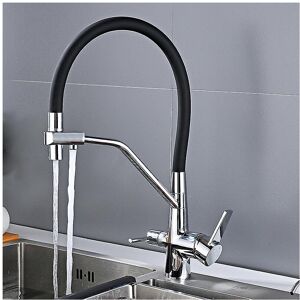 Unbranded (Chrome) 3 Way Kitchen Tap Pull Out Black Silicone Hose Kitchen Mixer Taps With Unbranded (Chrome) 3 Way Kitchen Tap Pull Out Black Silicone Hose Kitchen Mixer Taps With
