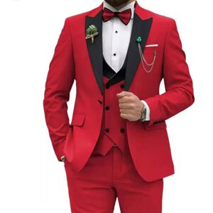 Unbranded (red, XL) Slim Fit Suits for Men 3 Piece Double Breasted Suit Men Wedding Prom P Unbranded (red, XL) Slim Fit Suits for Men 3 Piece Double Breasted Suit Men Wedding Prom P