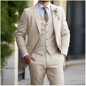 Unbranded (beige, XXS) Mens 3 Pieces Suit Business One Button Tuxedo Suit for Men Tuxedo C Unbranded (beige, XXS) Mens 3 Pieces Suit Business One Button Tuxedo Suit for Men Tuxedo C