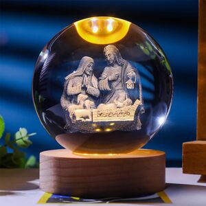 Unbranded (B) 3D Holy Crystal Ball Night Light with USB Wooden Base Unbranded (B) 3D Holy Crystal Ball Night Light with USB Wooden Base