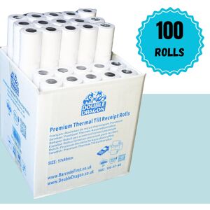 Double Dragon 57x40mm Premium Thermal Till Rolls (Pack of 100) for PDQ/POS - BPA Double Dragon 57x40mm Premium Thermal Till Rolls (Pack of 100) for PDQ/POS - BPA