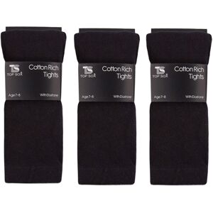 TopSox (Black, 11-12) Girls Childrens 3 Pairs Plain Tights Back To School Everyday Cott TopSox (Black, 11-12) Girls Childrens 3 Pairs Plain Tights Back To School Everyday Cott