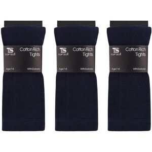 TopSox (Navy, 5-6) Girls Childrens 3 Pairs Plain Tights Back To School Everyday Cotton TopSox (Navy, 5-6) Girls Childrens 3 Pairs Plain Tights Back To School Everyday Cotton