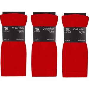 TopSox (Red, 13) Girls Childrens 3 Pairs Plain Tights Back To School Everyday Cotton Ri TopSox (Red, 13) Girls Childrens 3 Pairs Plain Tights Back To School Everyday Cotton Ri