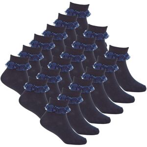 METZUYAN (Navy - 9 Pairs, 4-5.5) 9 Pairs Girls 3 Pack Frilly Socks Organza Lace Frill Ruf METZUYAN (Navy - 9 Pairs, 4-5.5) 9 Pairs Girls 3 Pack Frilly Socks Organza Lace Frill Ruf
