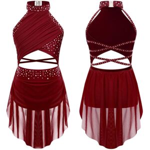 Unbranded (burgundy, 13-14 Years) Kids Girls Modern Lyrical Dance Dress Ballet Figure Skat Unbranded (burgundy, 13-14 Years) Kids Girls Modern Lyrical Dance Dress Ballet Figure Skat