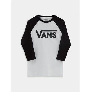 (Small) Vans Kids Classic Raglan Long Sleeve T-Shirt White (Small) Vans Kids Classic Raglan Long Sleeve T-Shirt White