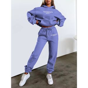 Unbranded (Bright blue, XXXL) Women's Letter Print Hoodie and Jogger Set Stylish Casual Fl Unbranded (Bright blue, XXXL) Women's Letter Print Hoodie and Jogger Set Stylish Casual Fl
