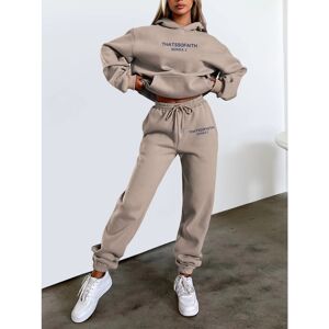 Unbranded (Light brown, XXXL) Women's Letter Print Hoodie and Jogger Set Stylish Casual Fl Unbranded (Light brown, XXXL) Women's Letter Print Hoodie and Jogger Set Stylish Casual Fl