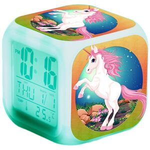 Unbranded (B) Unicorn Print Thermometer Alarm Clock Cartoon Anime Night Light Bedside 7 Co Unbranded (B) Unicorn Print Thermometer Alarm Clock Cartoon Anime Night Light Bedside 7 Co
