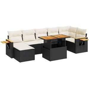 (black and cream) vidaXL 8 Piece Garden Sofa Set with Cushions Black Poly Rattan (black and cream) vidaXL 8 Piece Garden Sofa Set with Cushions Black Poly Rattan