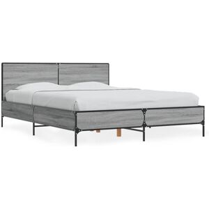 (grey sonoma, 135 x 190 cm) vidaXL Bed Frame Home Bed Base Smoked Oak 140x190 cm (grey sonoma, 135 x 190 cm) vidaXL Bed Frame Home Bed Base Smoked Oak 140x190 cm