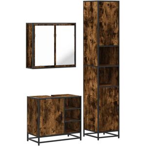 (smoked oak) vidaXL 4 Piece Bathroom Furniture Set Smoked Oak Engineered Wood (smoked oak) vidaXL 4 Piece Bathroom Furniture Set Smoked Oak Engineered Wood