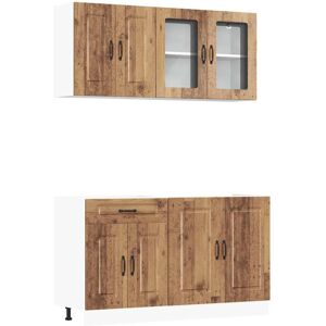 (old wood) vidaXL 4 Piece Kitchen Cabinet Set Kalmar Black Engineered Wood (old wood) vidaXL 4 Piece Kitchen Cabinet Set Kalmar Black Engineered Wood