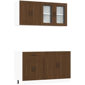 (brown oak) vidaXL 4 Piece Kitchen Cabinet Set Kalmar Black Engineered Wood (brown oak) vidaXL 4 Piece Kitchen Cabinet Set Kalmar Black Engineered Wood