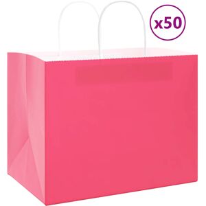 vidaXL Pink Paper Carrier Bags 50 pcs - Paper Carrier Bags vidaXL Pink Paper Carrier Bags 50 pcs - Paper Carrier Bags