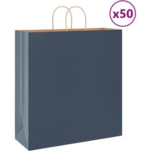 vidaXL Blue Paper Bags 50 pcs with Handles - Paper Bags vidaXL Blue Paper Bags 50 pcs with Handles - Paper Bags