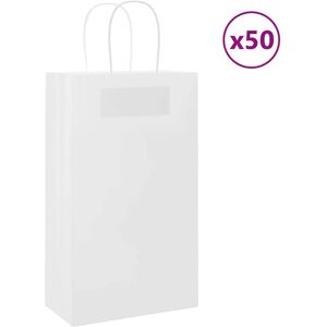 vidaXL Paper Carrier Bags - 50 pcs, White, 21x11x36 cm vidaXL Paper Carrier Bags - 50 pcs, White, 21x11x36 cm