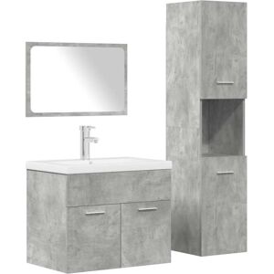 vidaXL Bathroom Furniture Set - Grey - 4 Pieces - Concreted Type vidaXL Bathroom Furniture Set - Grey - 4 Pieces - Concreted Type
