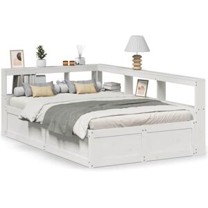 (white, 120 x 200 cm) vidaXL Bookcase Bed without Mattress Wax Brown 200x200cm S (white, 120 x 200 cm) vidaXL Bookcase Bed without Mattress Wax Brown 200x200cm S