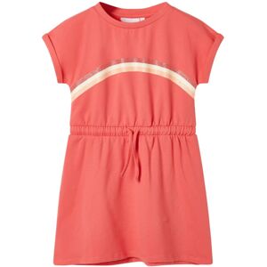 VidaXL Kids' Dress with Drawstring Girls' Dress Children's Short Dress Coral 104 VidaXL Kids' Dress with Drawstring Girls' Dress Children's Short Dress Coral 104