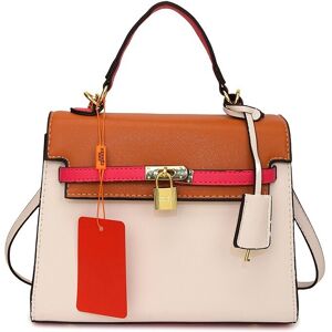 Unbranded (White, 24.5*11*19) Kelly bag handbag contrasting shoulder crossbody bag Unbranded (White, 24.5*11*19) Kelly bag handbag contrasting shoulder crossbody bag