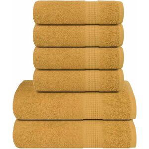 vidaXL 6 Piece Gold Cotton Towel Set - Towel Set vidaXL 6 Piece Gold Cotton Towel Set - Towel Set