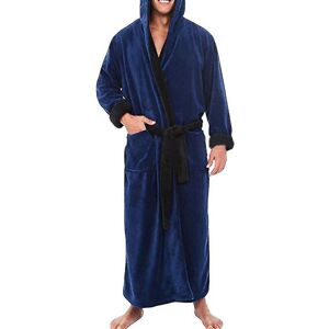Unbranded (Dark Blue Black, 4XL) Mens Winter Warm Hooded Coat Bathrobe Towelling Long Dres Unbranded (Dark Blue Black, 4XL) Mens Winter Warm Hooded Coat Bathrobe Towelling Long Dres